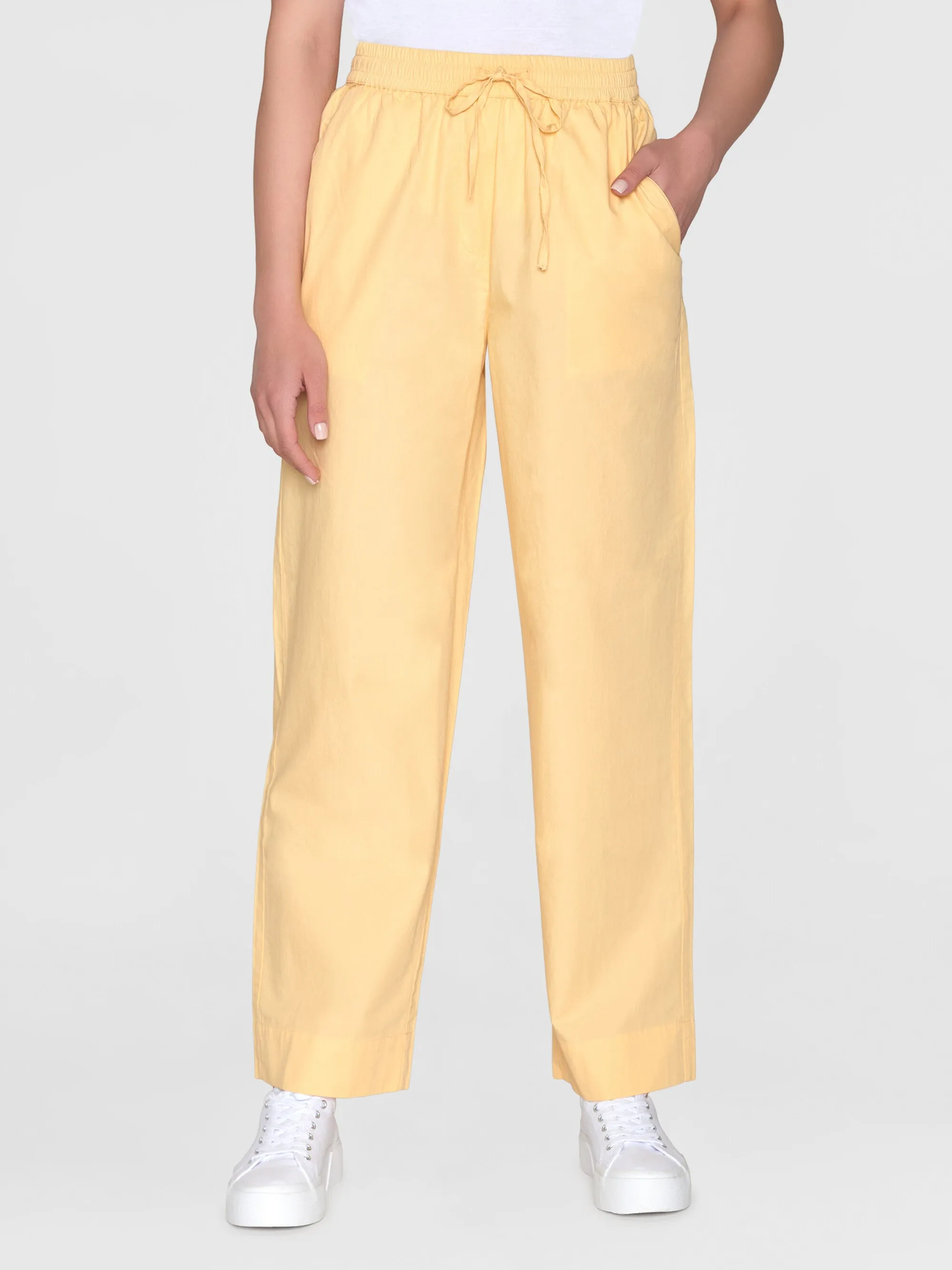 CHLOE barrel high-rise poplin elastic waistband pants - Impala