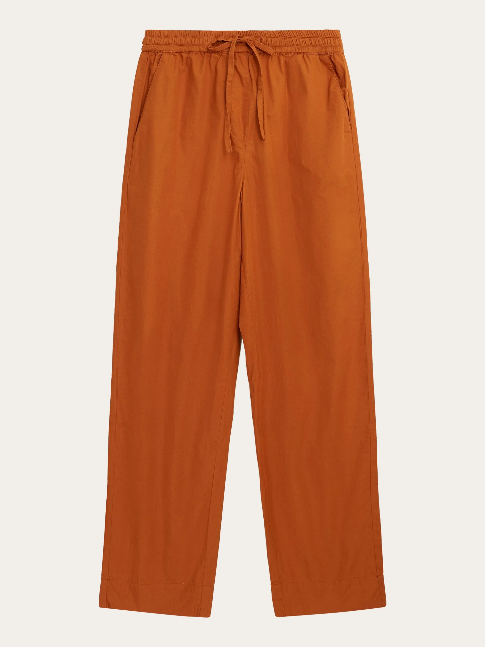 CHLOE barrel high-rise poplin elastic waistband pants - Leather Brown