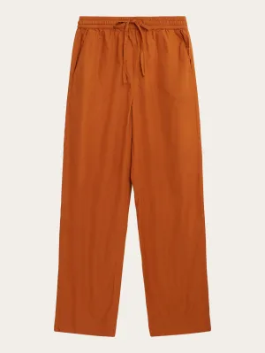 CHLOE barrel high-rise poplin elastic waistband pants - Leather Brown