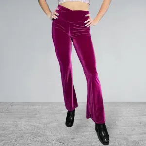 Copy of Crossover V-Waist Bootcut Flare Pants - Wine Velvet