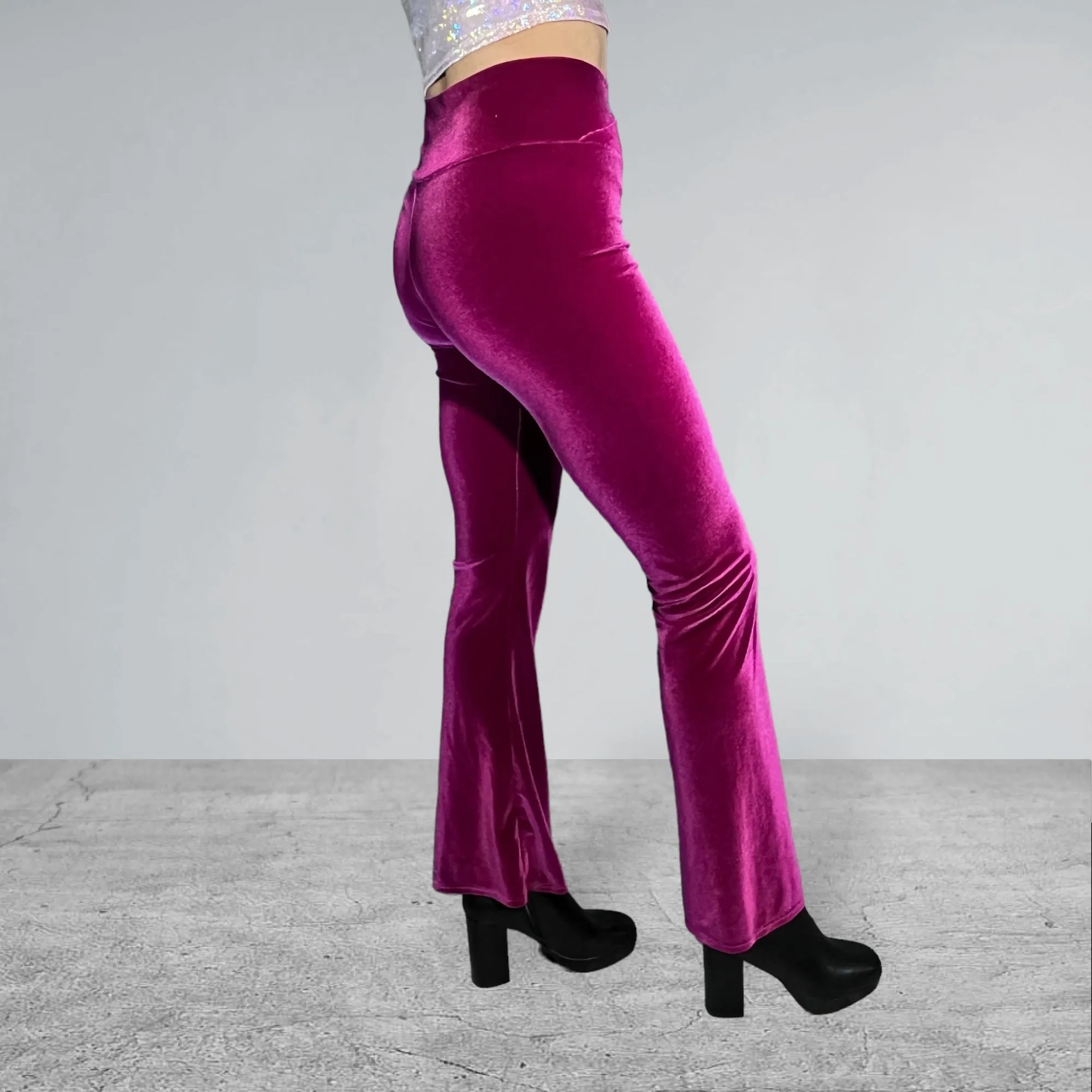 Copy of Crossover V-Waist Bootcut Flare Pants - Wine Velvet