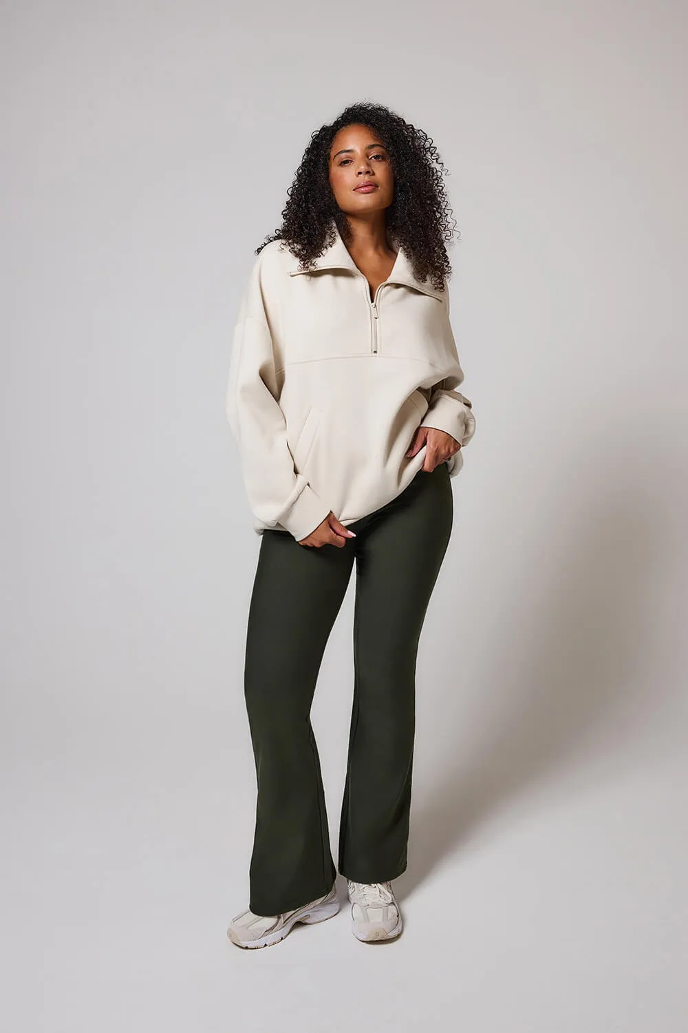 Curve Winter Flare Leggings - Deep Olive