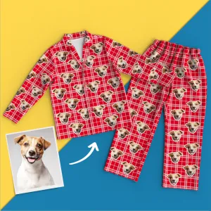 Custom Face Long Sleeve Red Grid Pajamas Leisure Wear