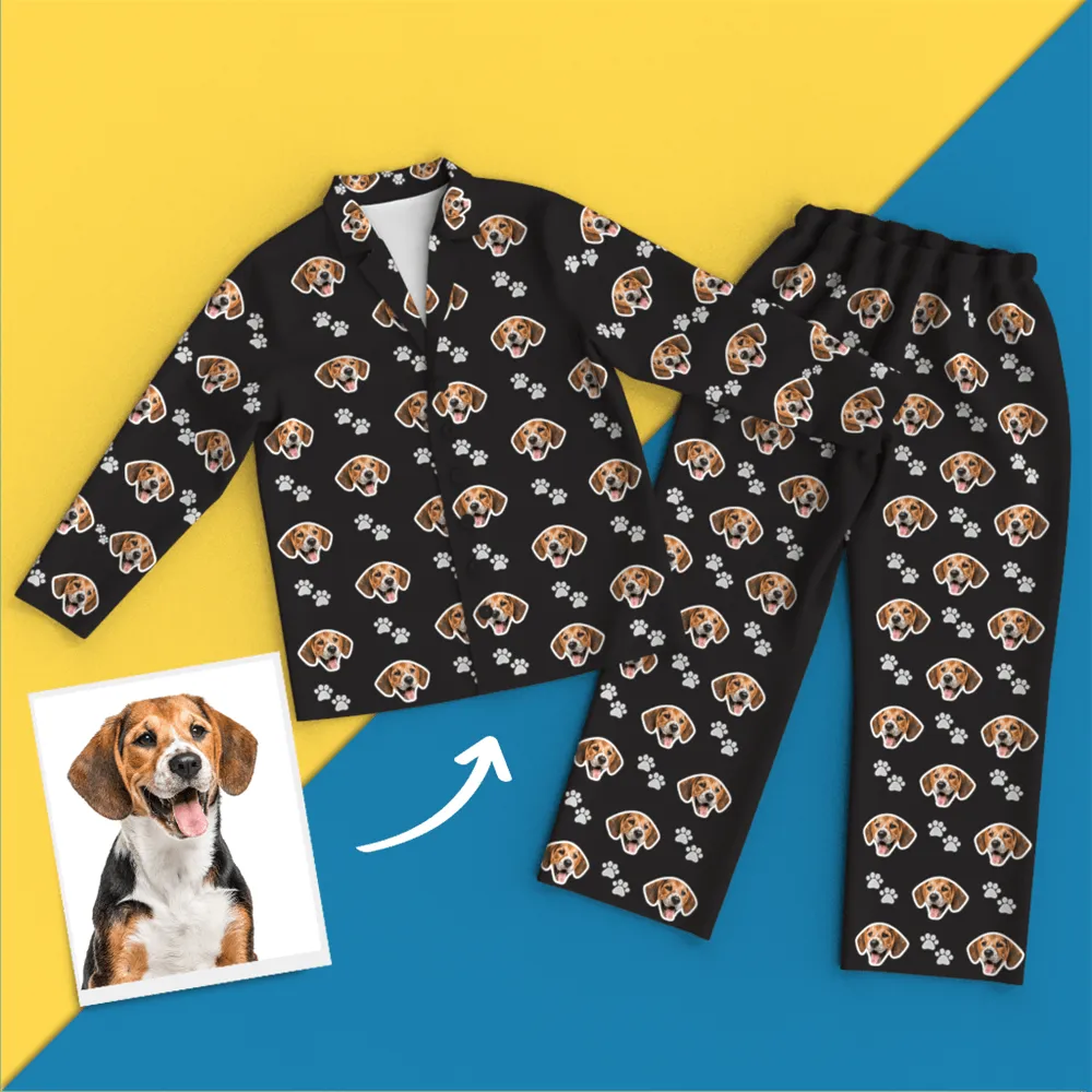 Custom Face Pajamas Long Sleeve Leisure Wear - Pet Footprint