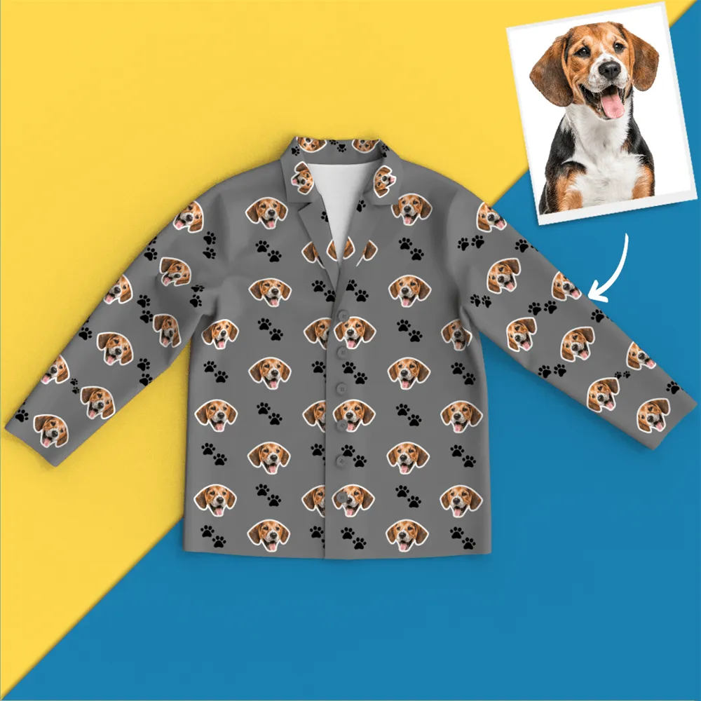 Custom Face Pajamas Long Sleeve Leisure Wear - Pet Footprint