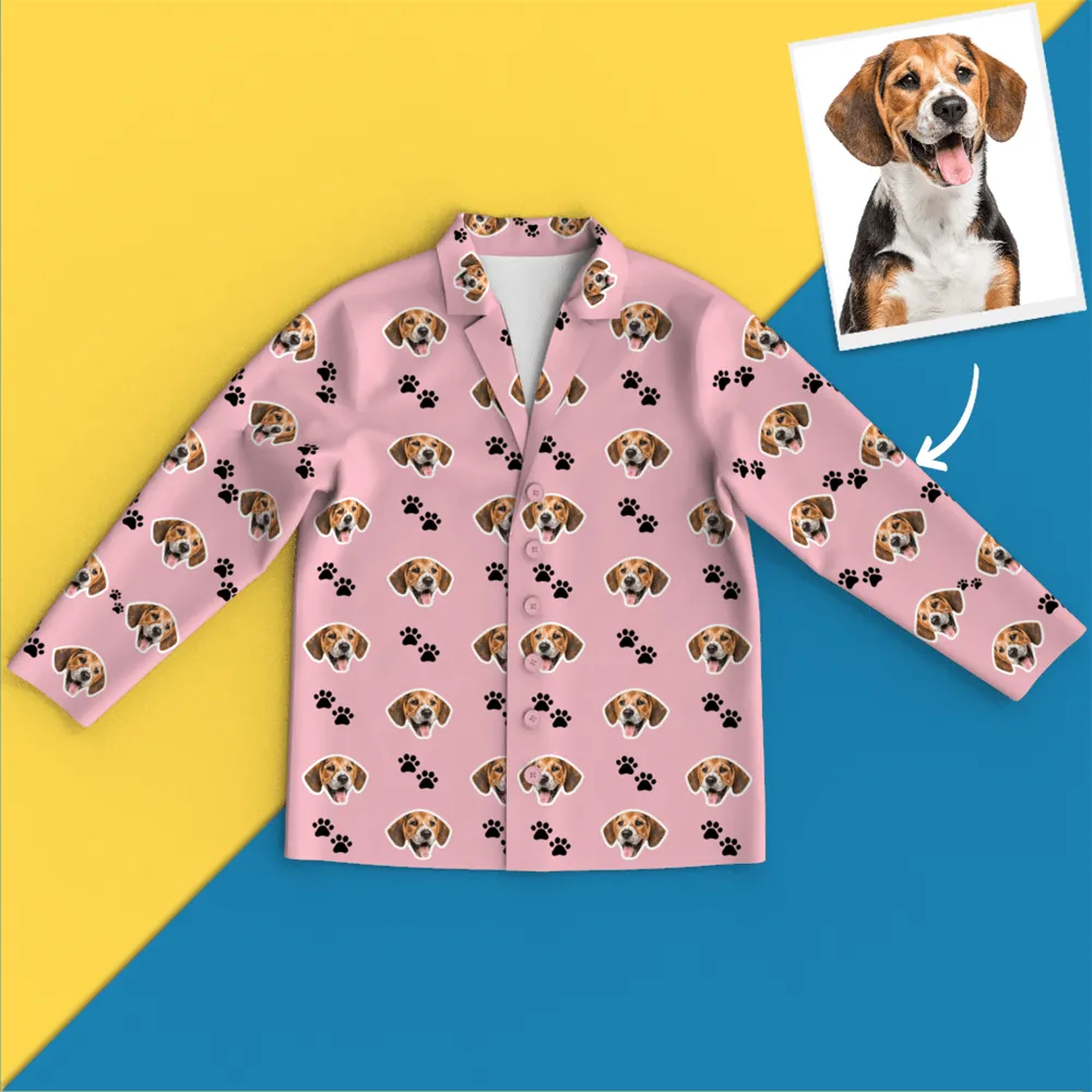 Custom Face Pajamas Long Sleeve Leisure Wear - Pet Footprint