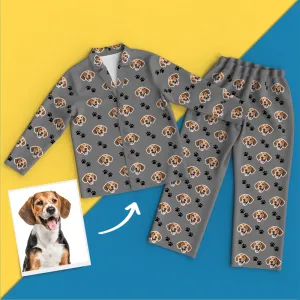 Custom Face Pajamas Long Sleeve Leisure Wear - Pet Footprint