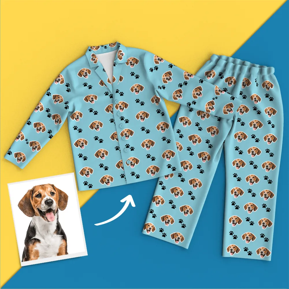 Custom Face Pajamas Long Sleeve Leisure Wear - Pet Footprint