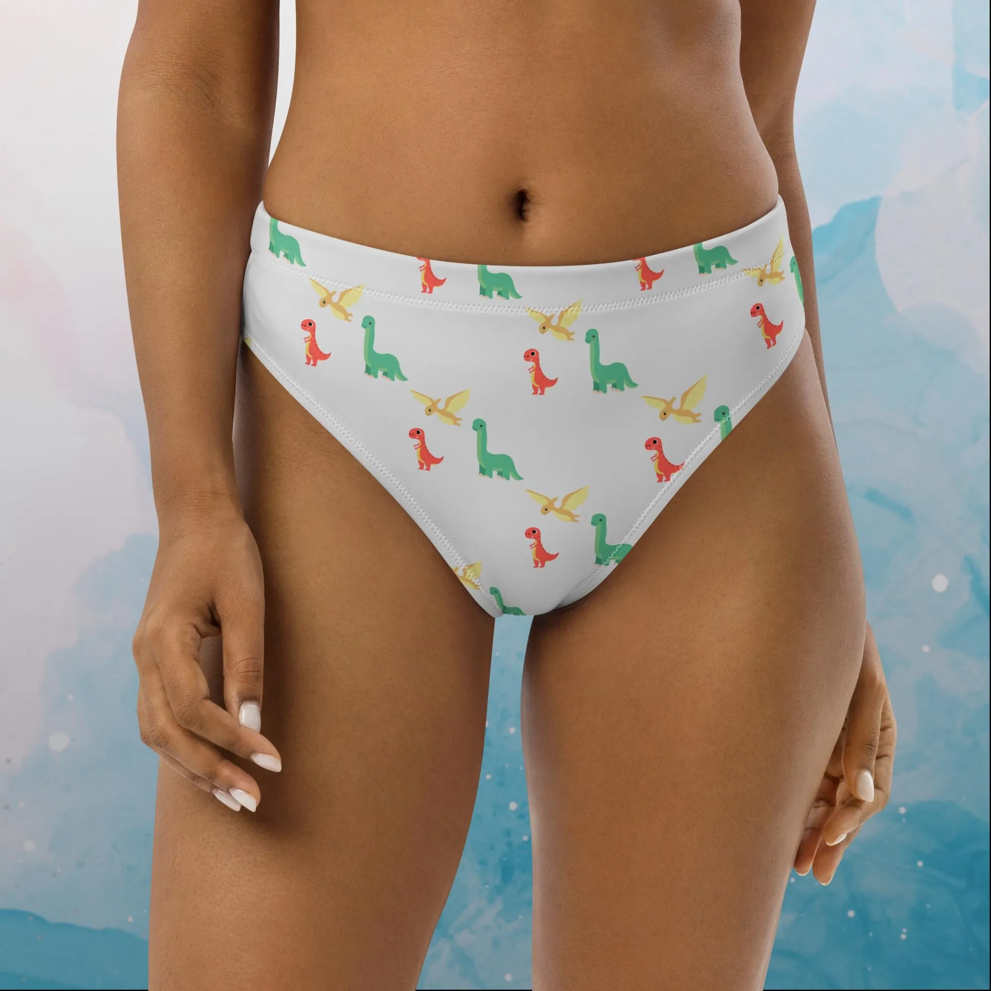 Cute Dinos Recycled High Waisted Bikini Bottom