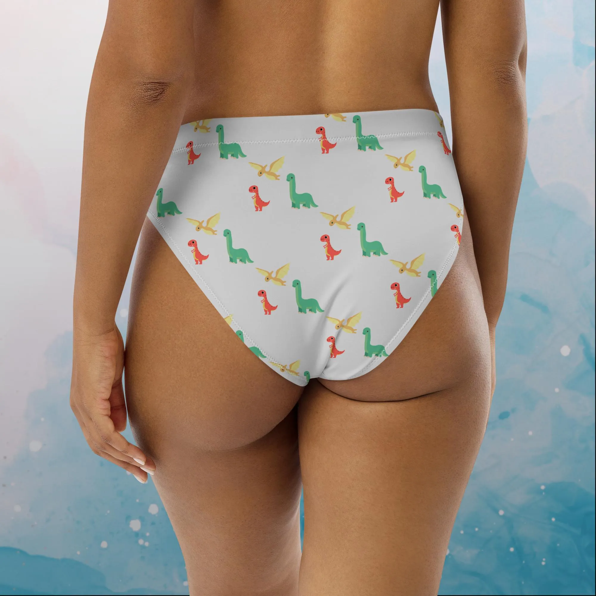 Cute Dinos Recycled High Waisted Bikini Bottom