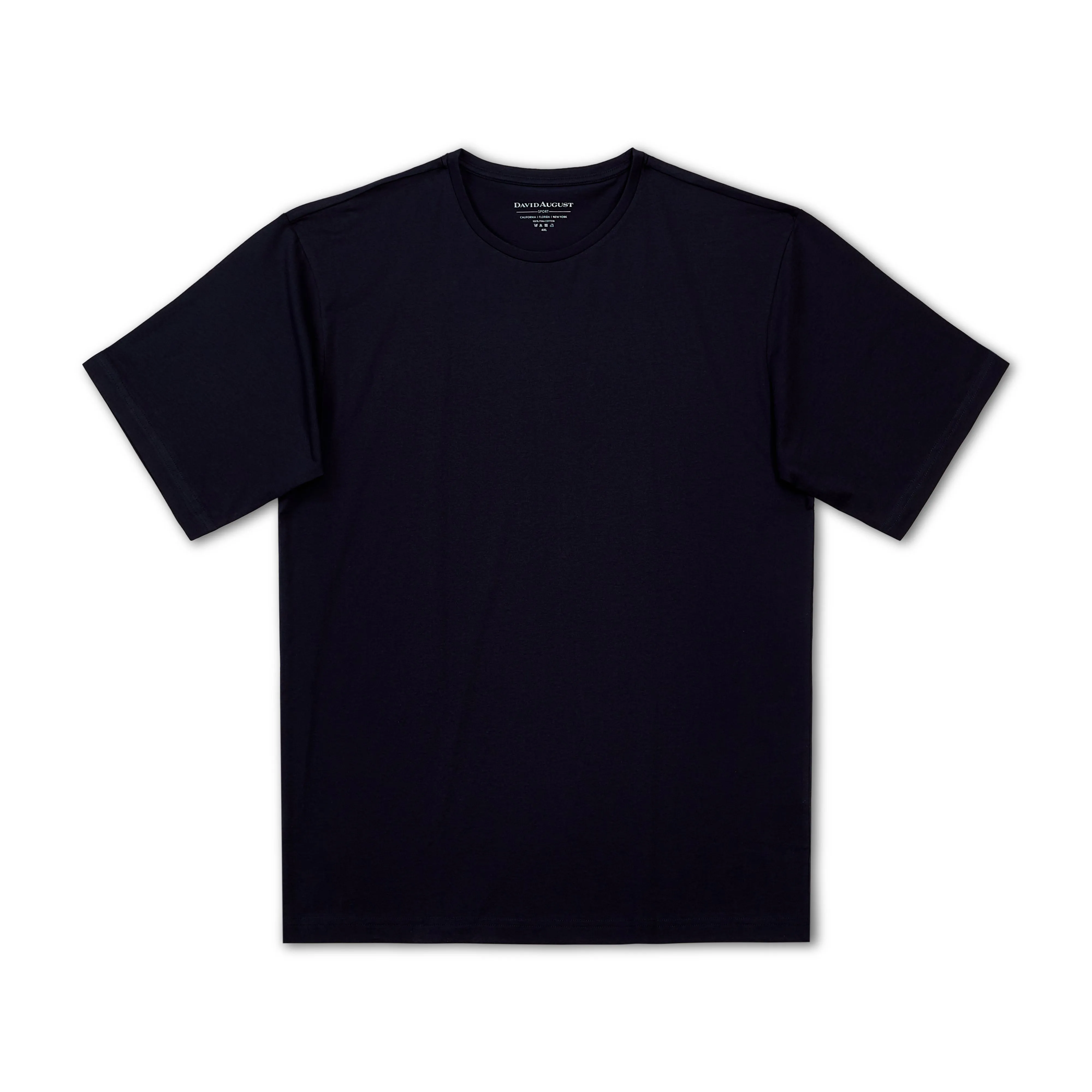 DAVID AUGUST PIMA COTTON CREW NECK T-SHIRT IN NAVY