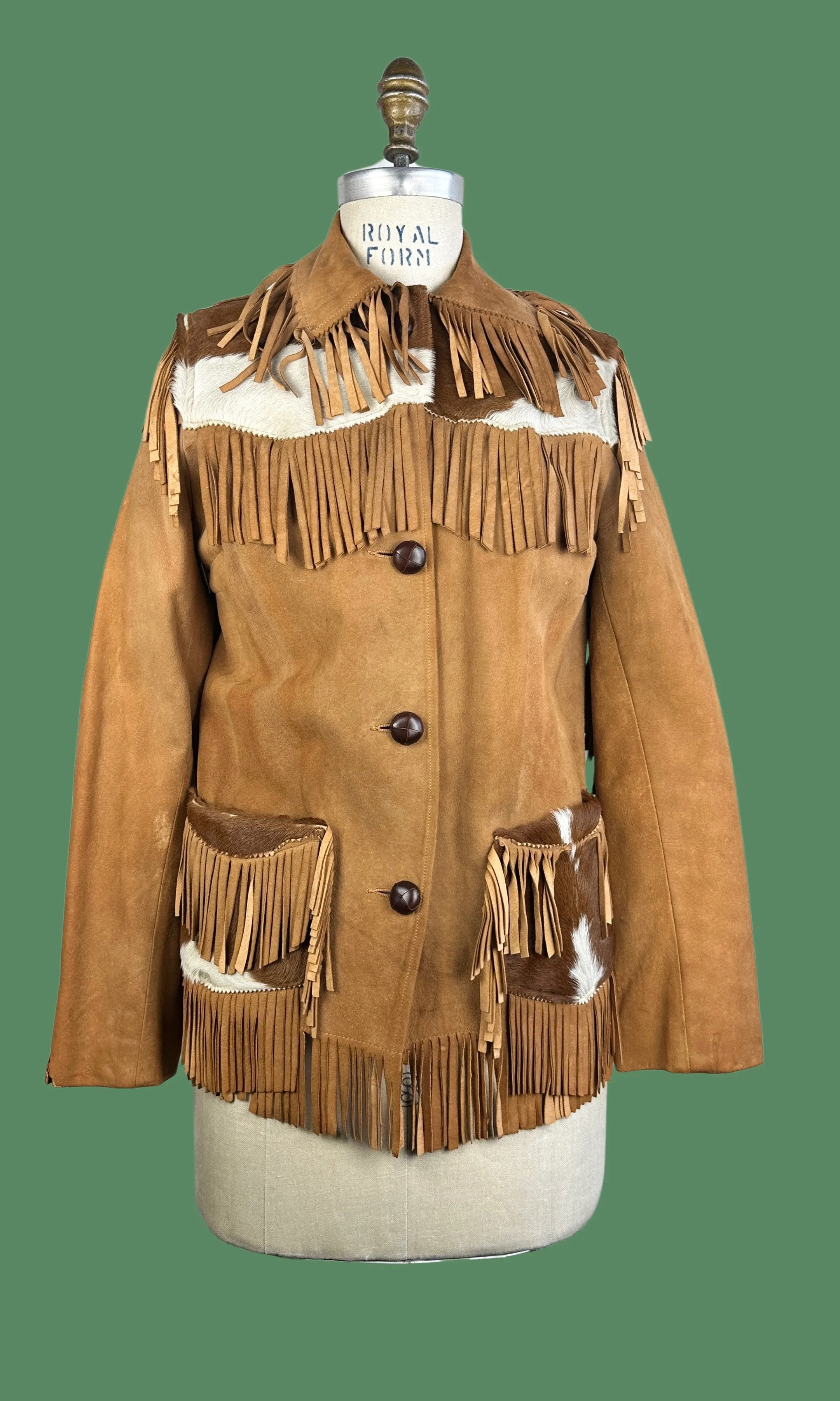 DESERT SUEDES 40s Suede Fringe Jacket w/ Cowhide Yoke • Small