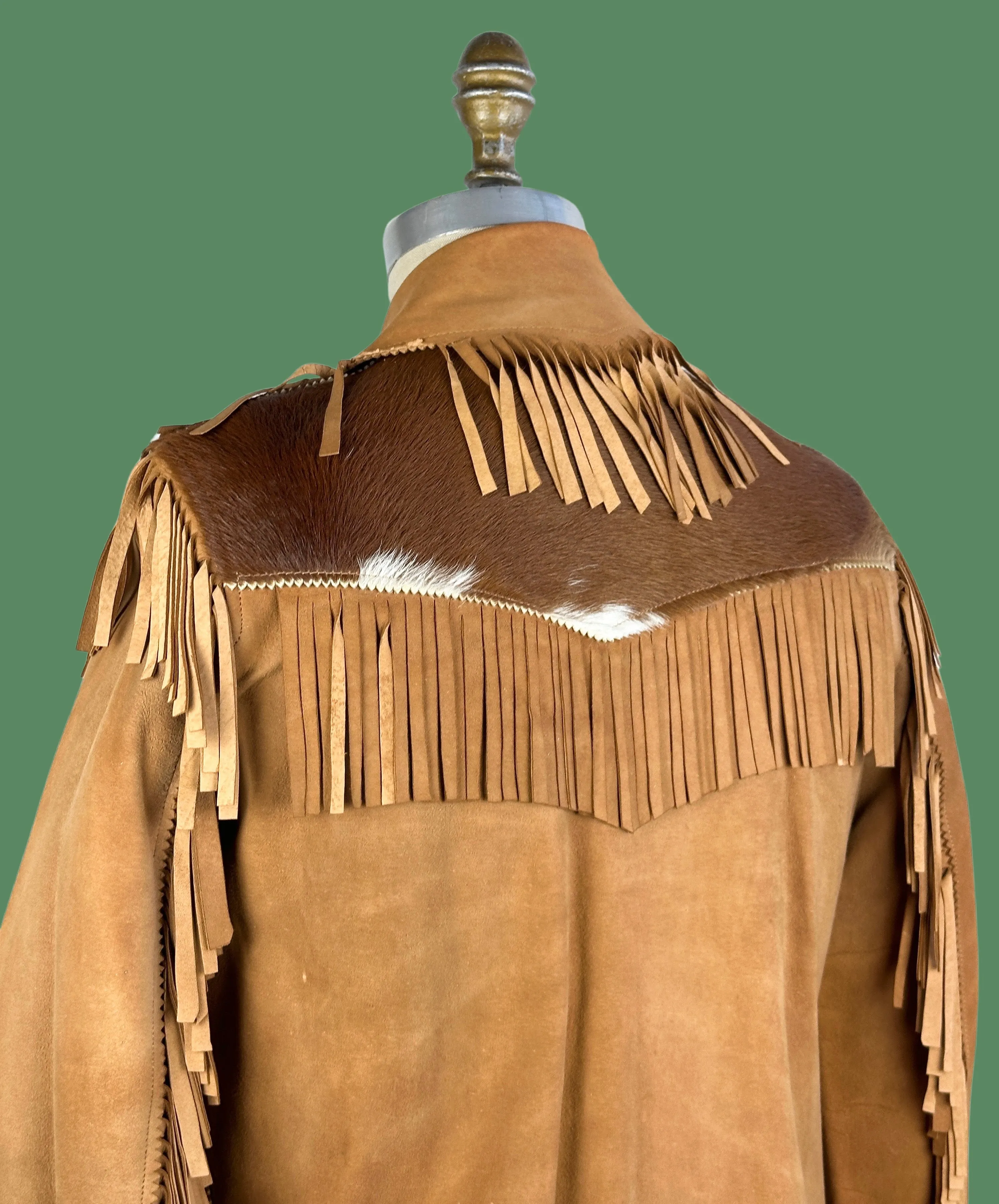 DESERT SUEDES 40s Suede Fringe Jacket w/ Cowhide Yoke • Small