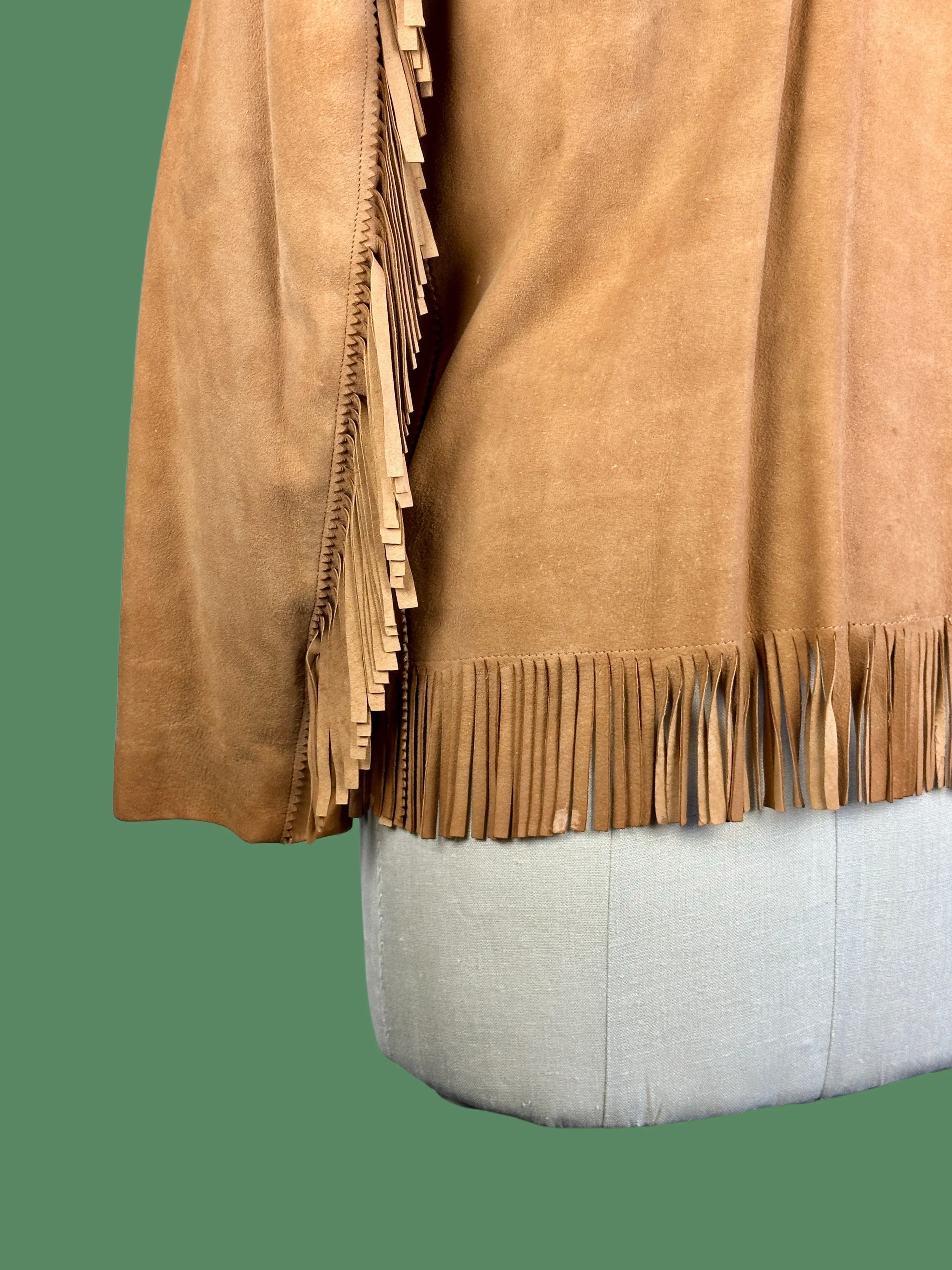 DESERT SUEDES 40s Suede Fringe Jacket w/ Cowhide Yoke • Small