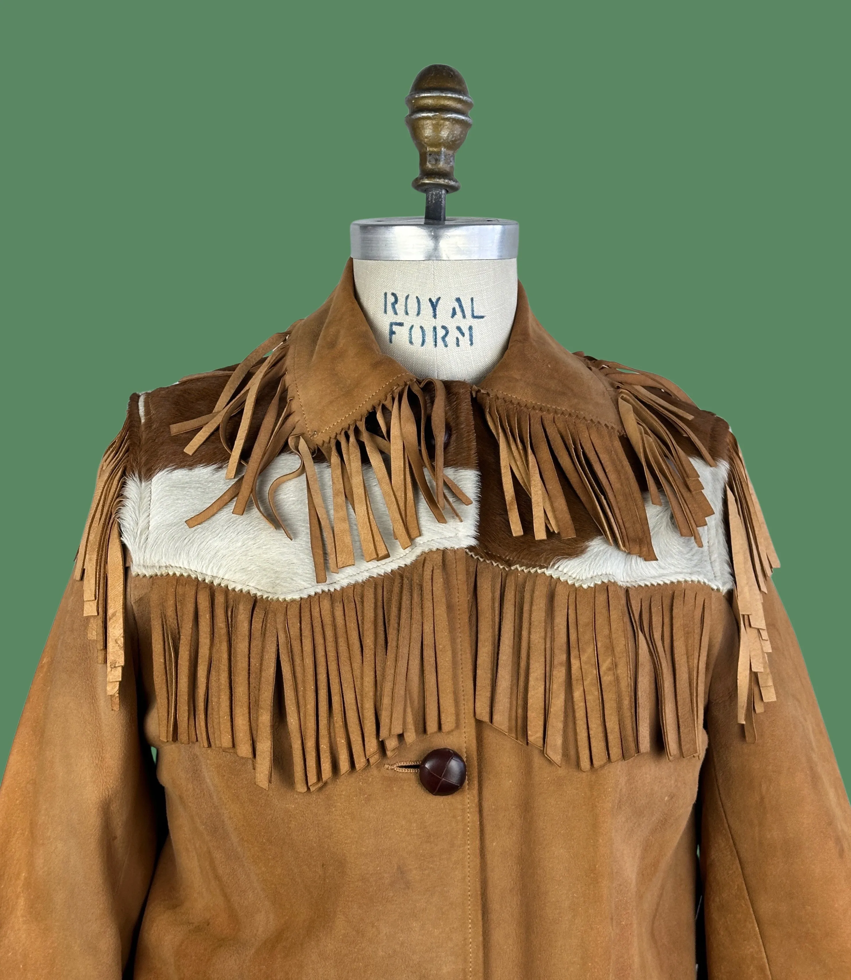 DESERT SUEDES 40s Suede Fringe Jacket w/ Cowhide Yoke • Small