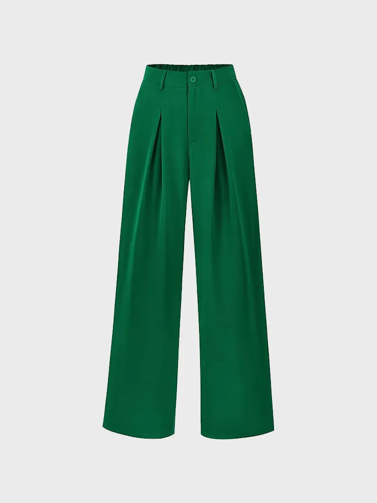 Euro Chic Wide-Leg Suit Pants