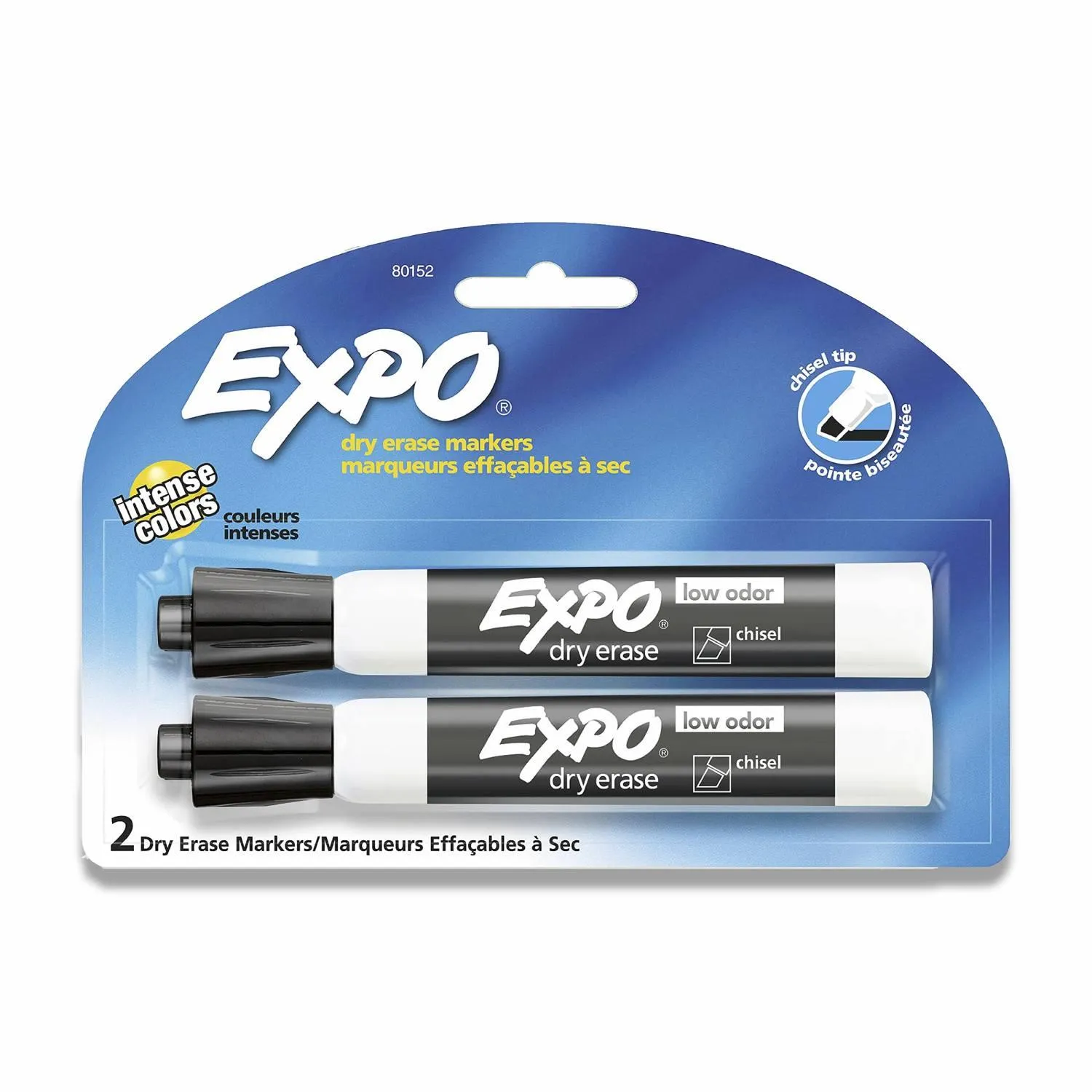 Expo - Low Odor Dry Erase Markers, Chisel Tip, Black, 2 Pack - 12 Pack