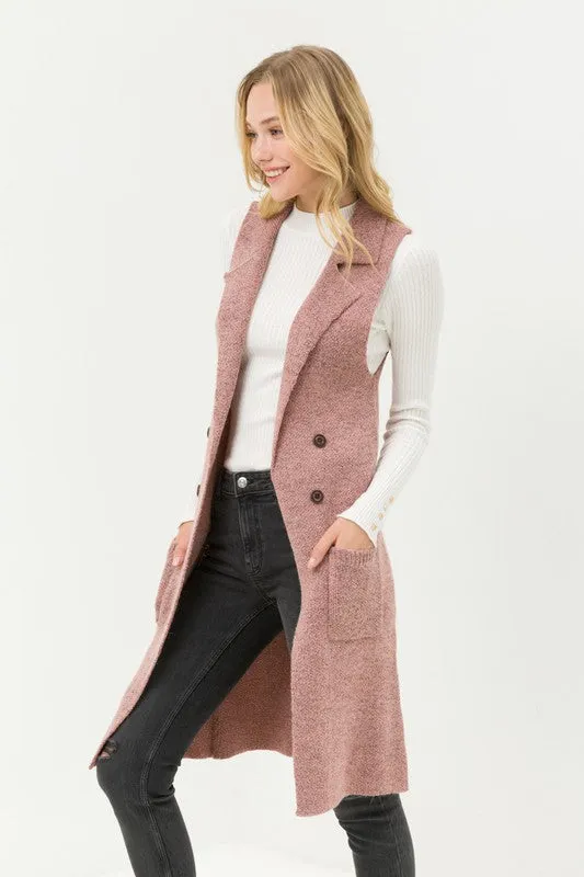 Fall in Love Sleeveless Cardigan in Mauve