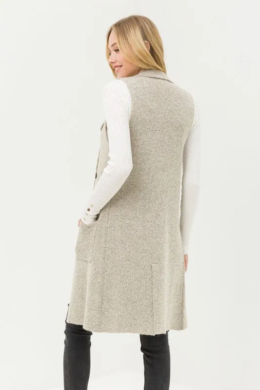 Fall in Love Sleeveless Cardigan in Oatmeal PLUS SIZE