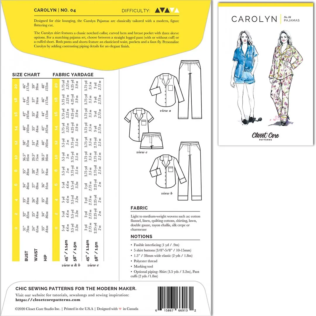 Garment Kit:  Carolyn Pajamas