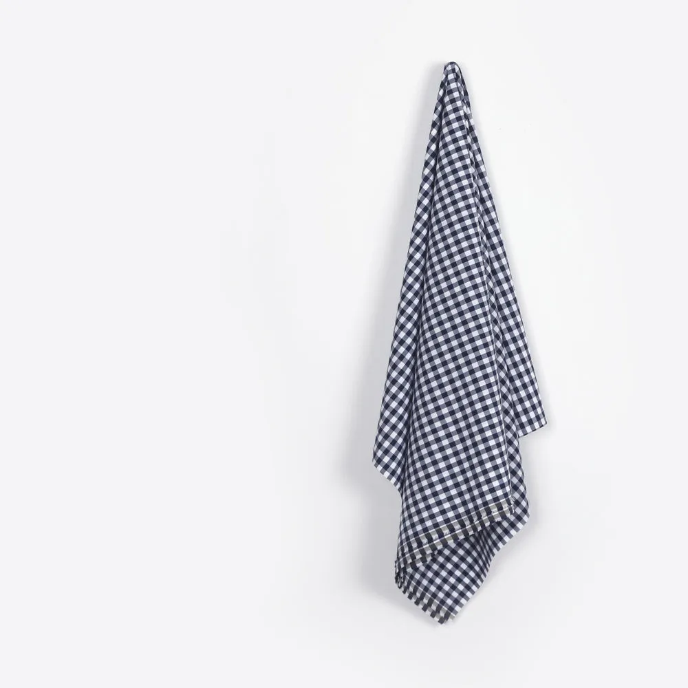 Gingham Cotton Poplin - Dark Navy