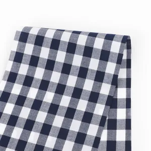 Gingham Cotton Poplin - Dark Navy