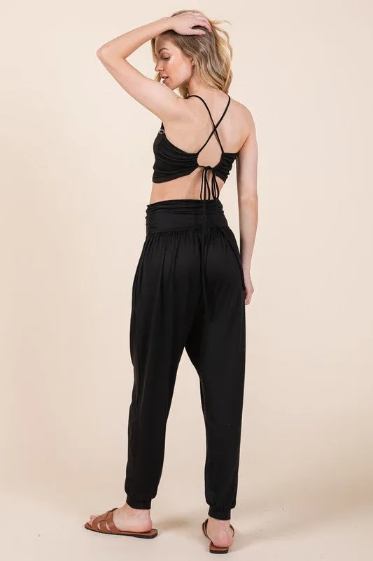 Harem Jogger Pants with Side Pockets