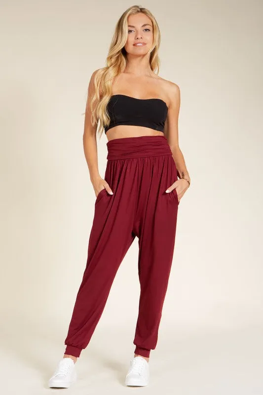 Harem Jogger Pants with Side Pockets