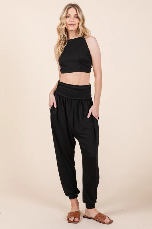 Harem Jogger Pants with Side Pockets