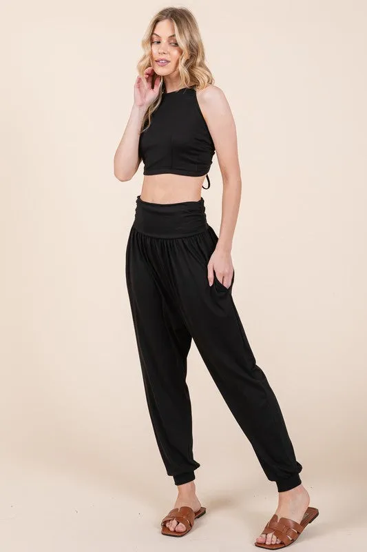 Harem Jogger Pants with Side Pockets