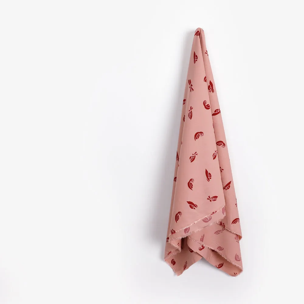 Hat Print Cotton / Rayon - Rose