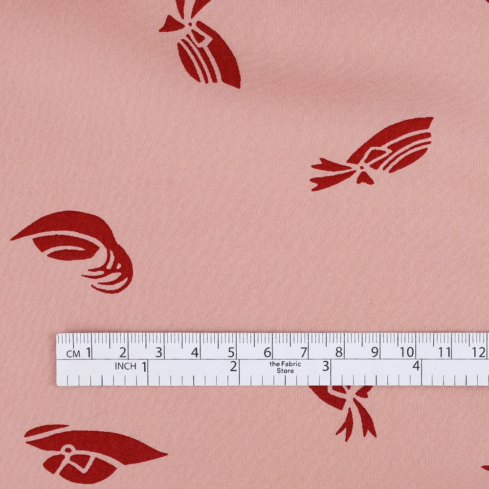 Hat Print Cotton / Rayon - Rose