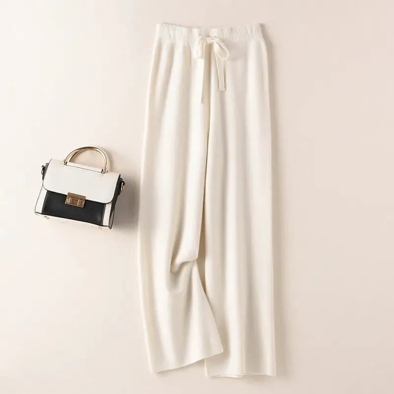 High Waist Wool Pants - Luxurious and Stylish Wide Leg Pants