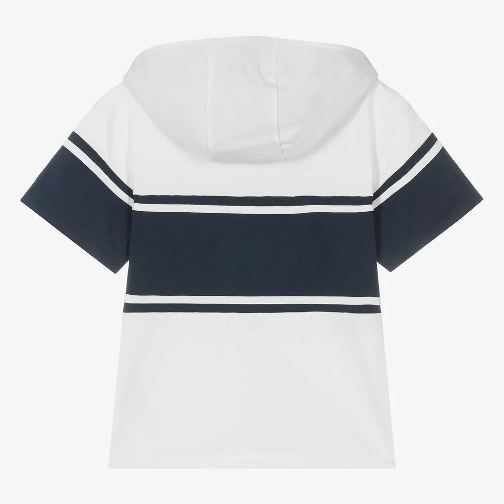 Kenzo Boys White & Blue Hoodie T-shirt