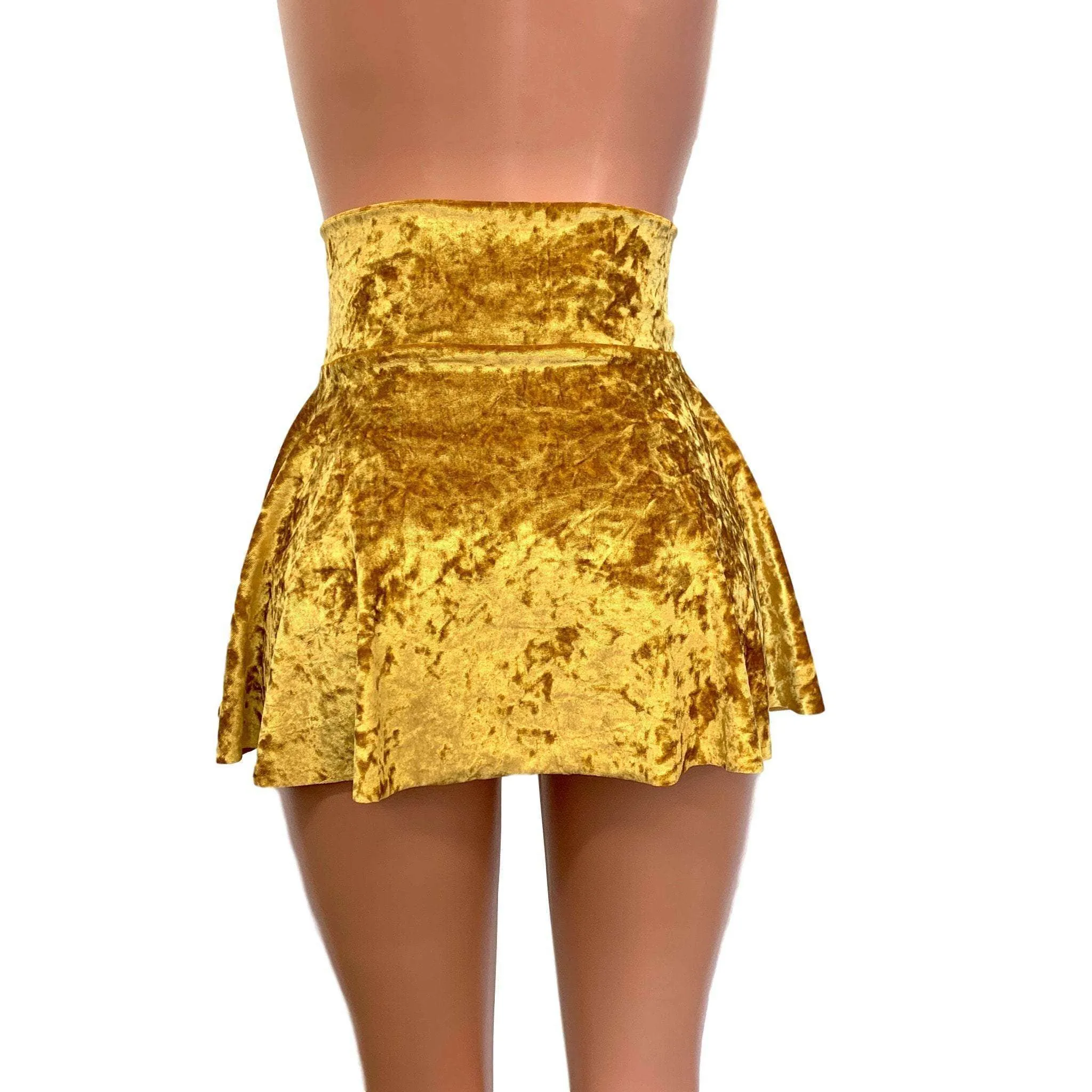 Lace-Up Corset Skirt - Gold Crushed Velvet