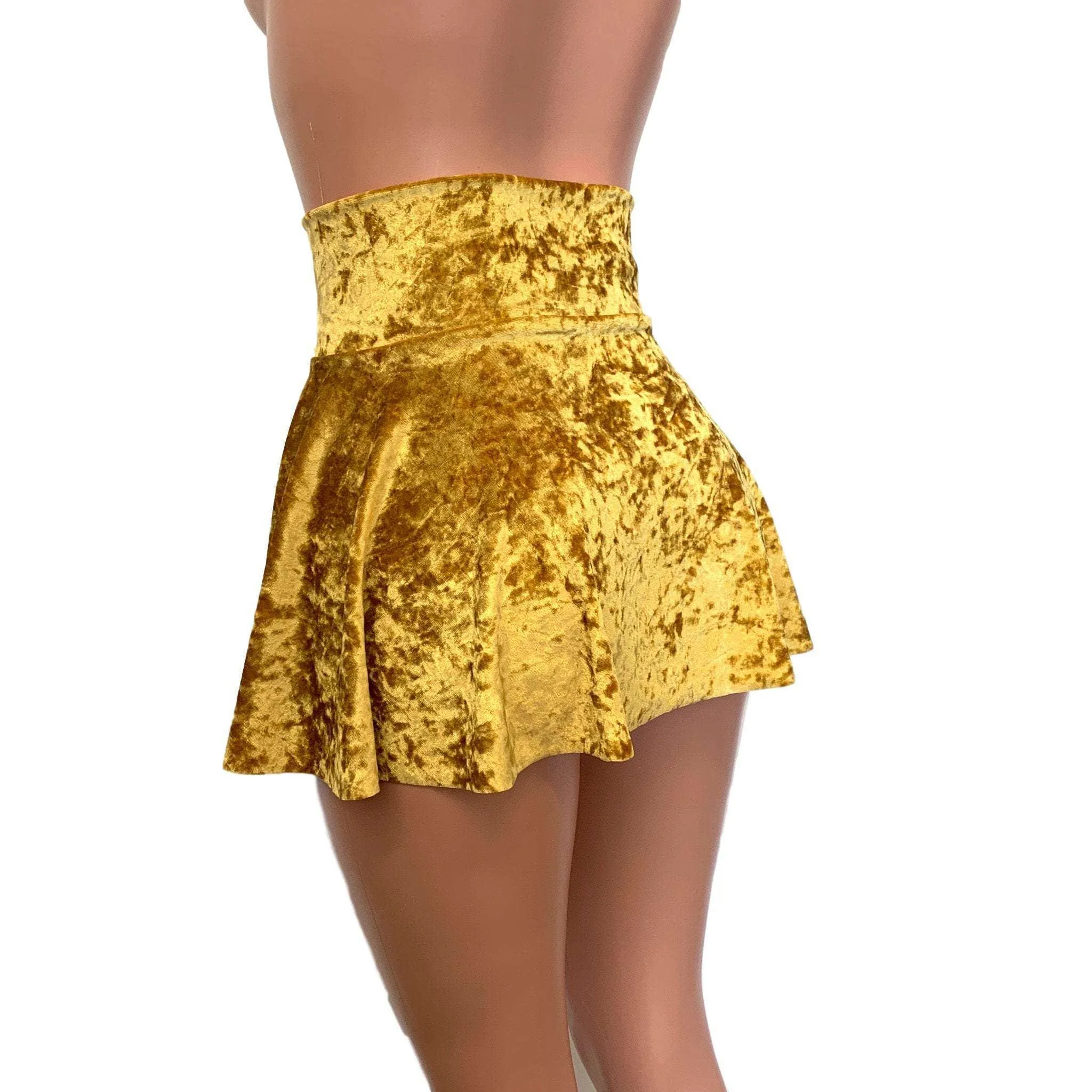 Lace-Up Corset Skirt - Gold Crushed Velvet