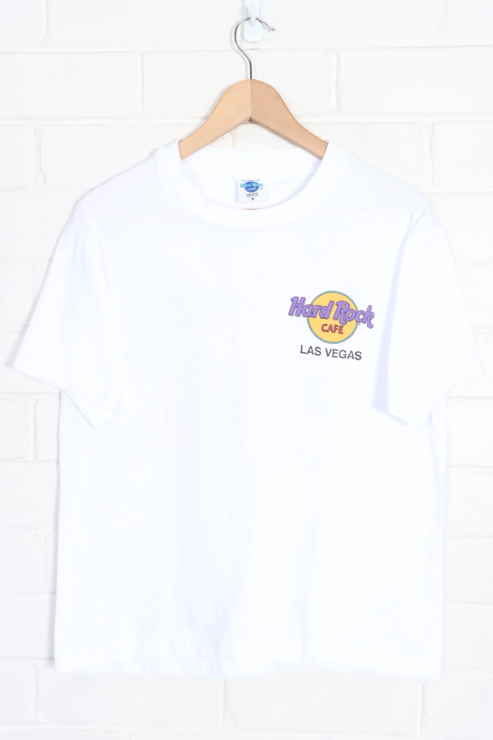 Las Vegas HARD ROCK CAFE Guitars Front Back Single Stitch Tee USA Made (S-M)