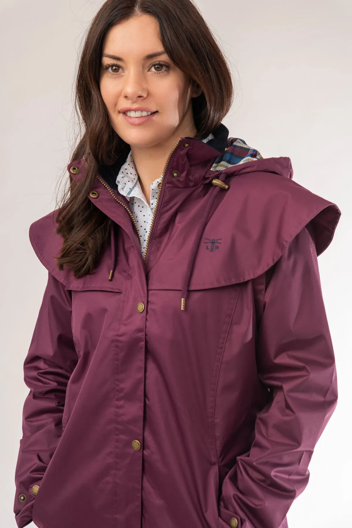 Lighthouse Outrider Waterproof Raincoat Plum  3/4 Length