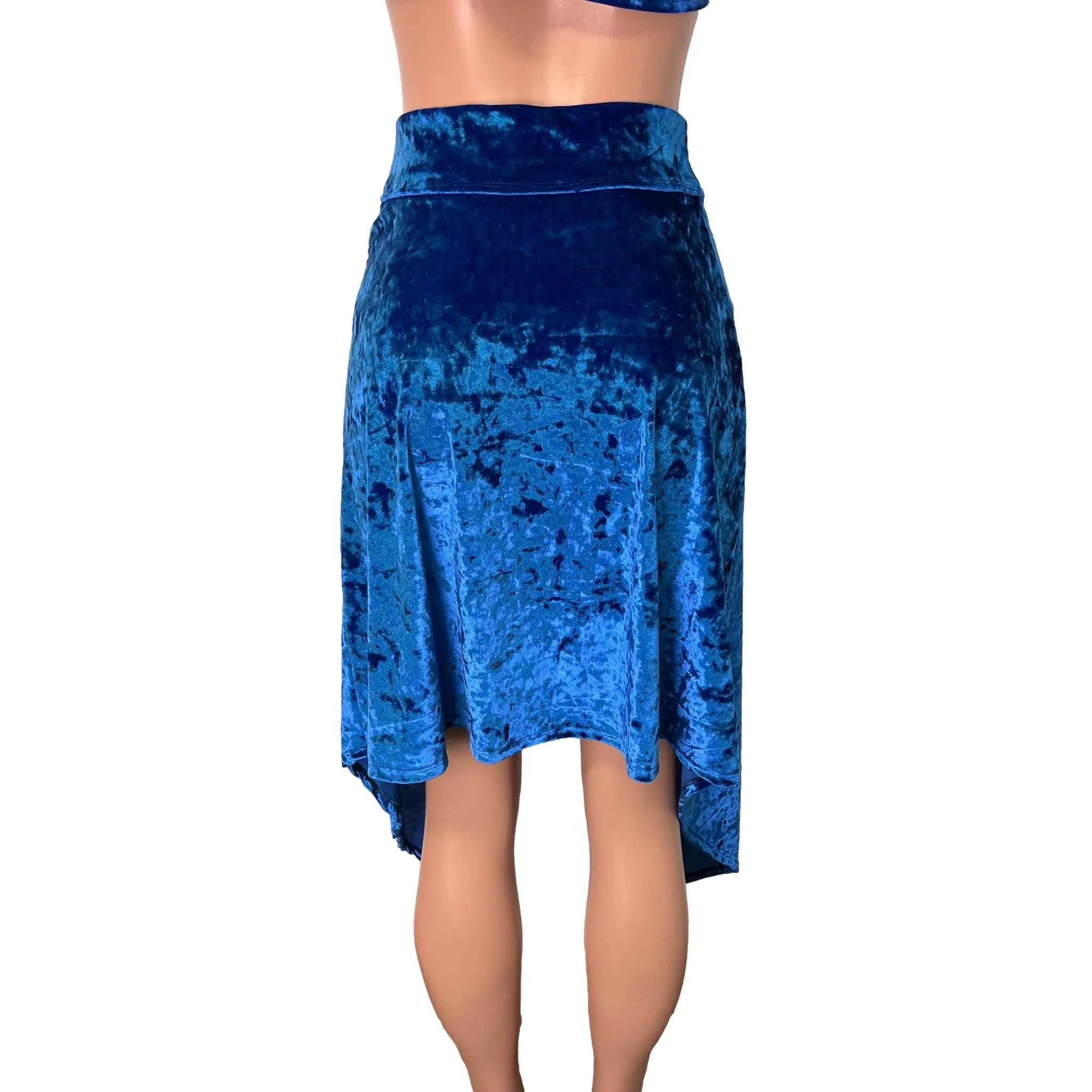 Long Cape Skirt - Royal Blue Crushed Velvet - Unisex Men/Women Open-Front Skirt