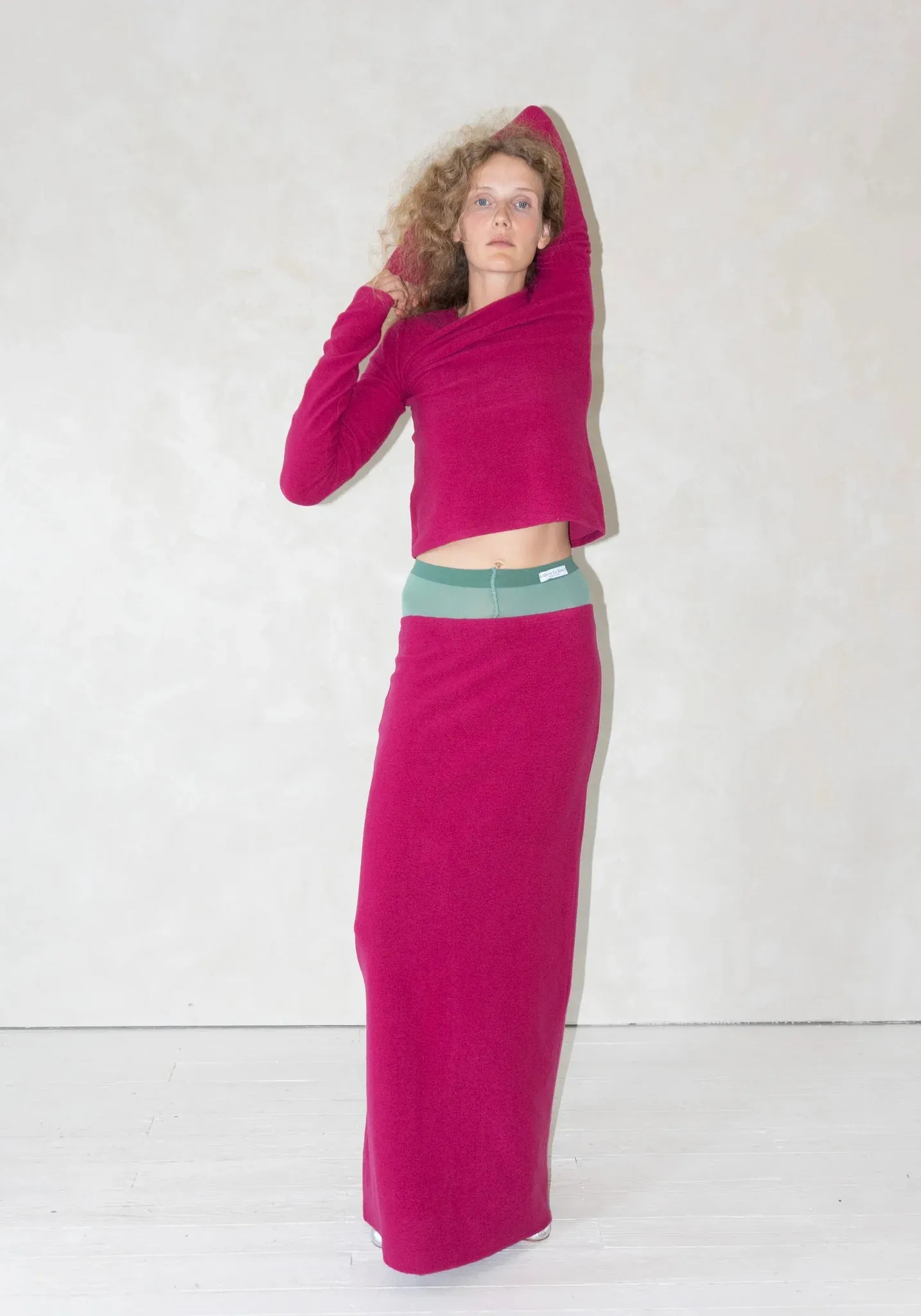 Long Jersey Skirt in Magenta