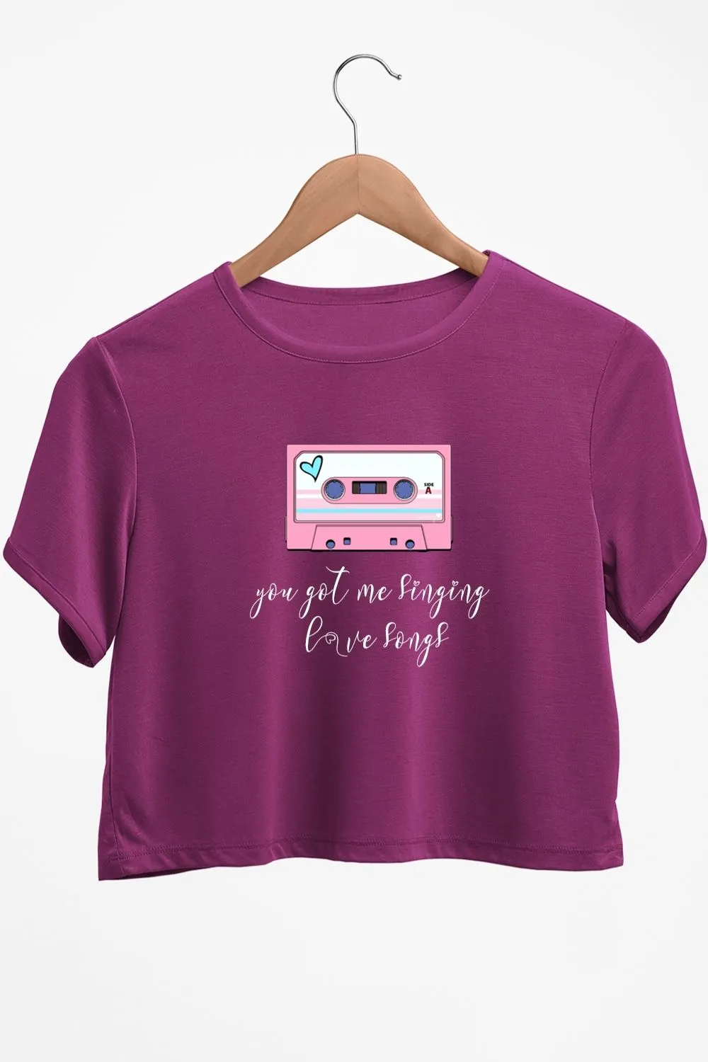 Love Songs Graphic Printed Purple Crop Top