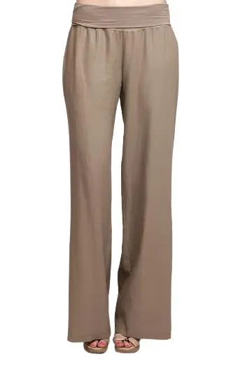 Love Tree Fold Over Linen Pants 093200 Mocha