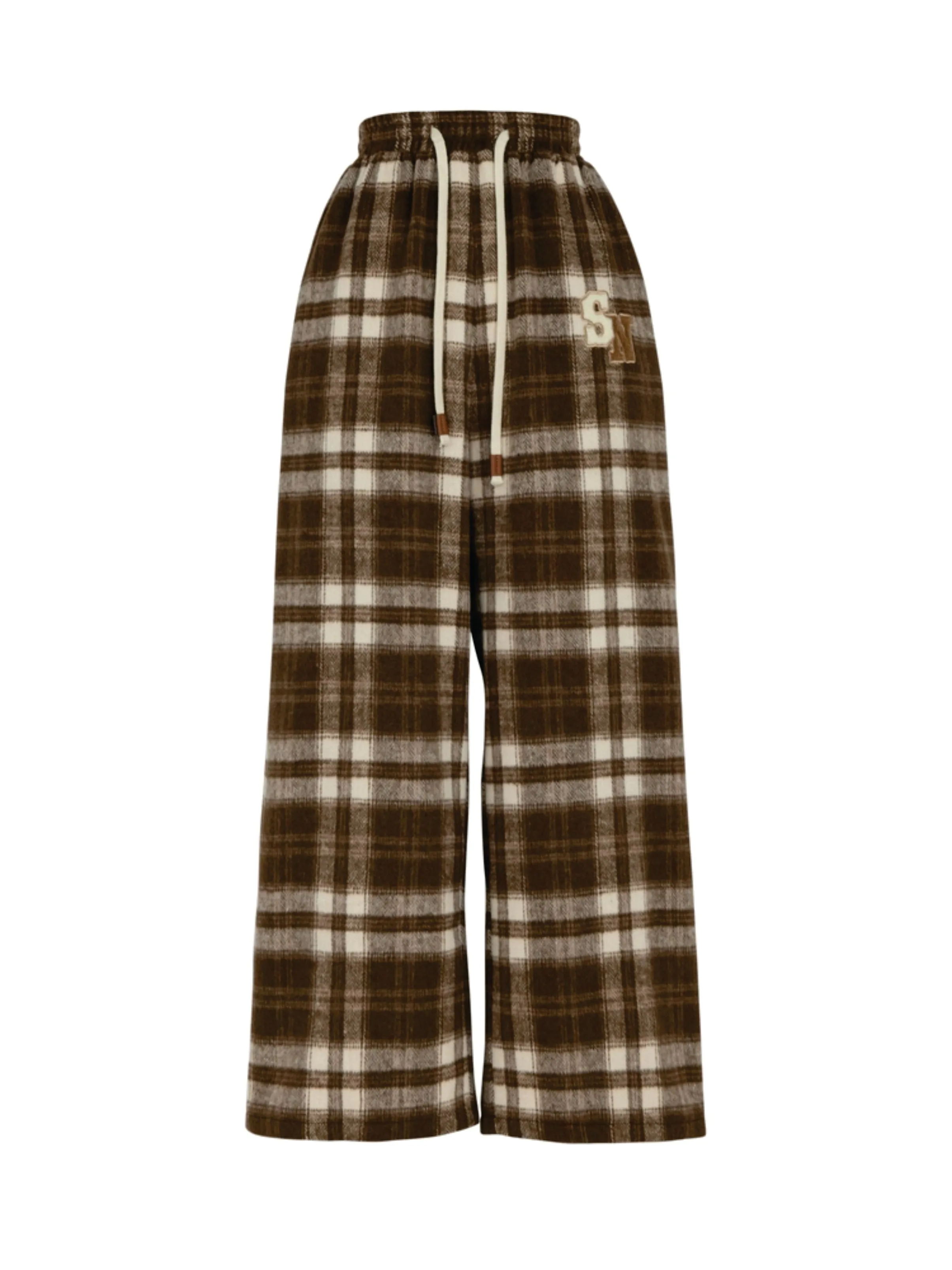 Maillard Mingle Forest Retro Casual Plaid High-Waist Pants