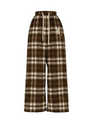 Maillard Mingle Forest Retro Casual Plaid High-Waist Pants