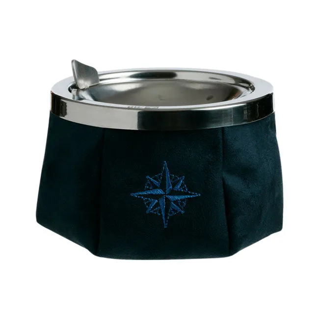 Marine Business Ashtray With Lid Red Windproof Simil Suede Blue