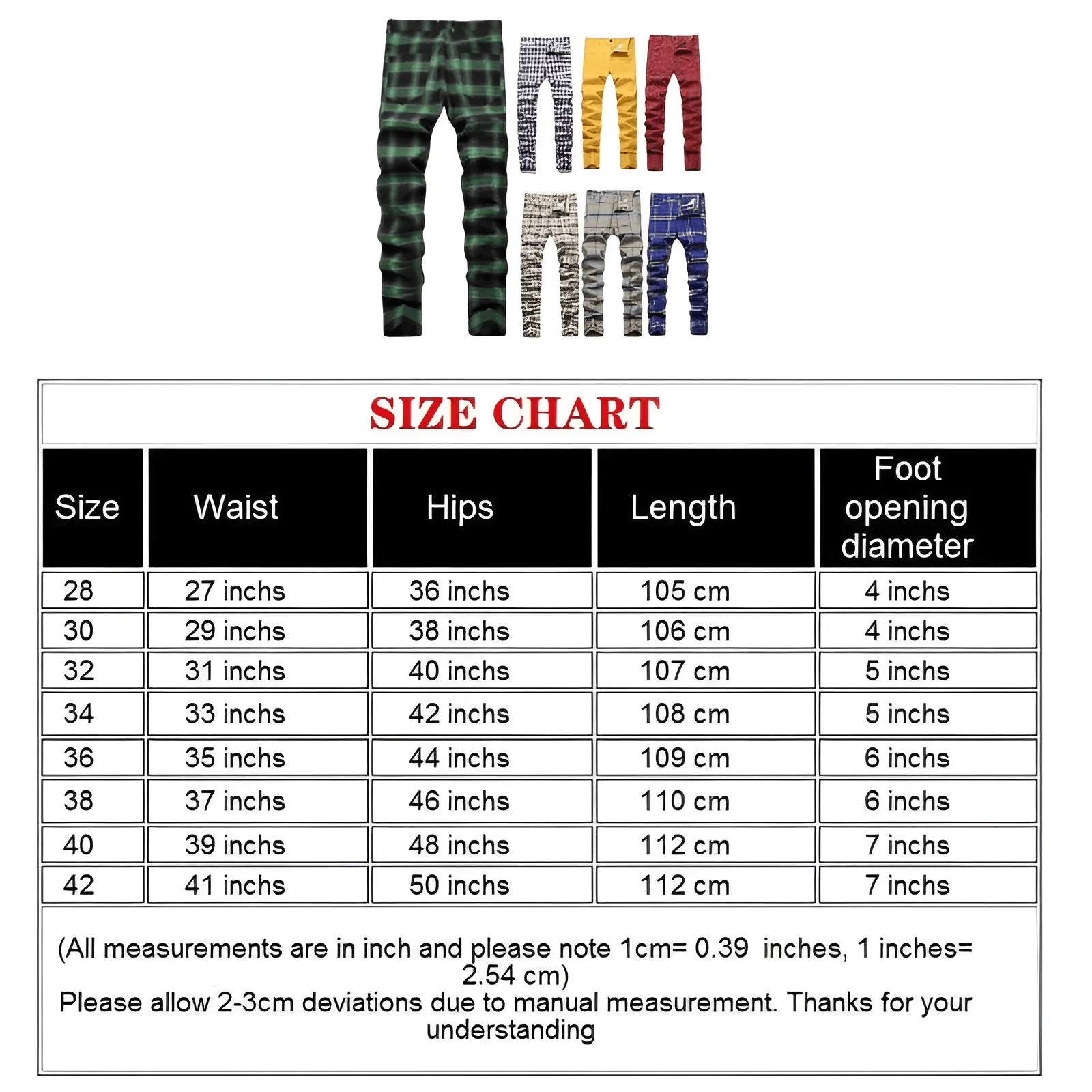 Men's Casual Plaid Pants High Stretch Straight Leg Trousers Slim Fit