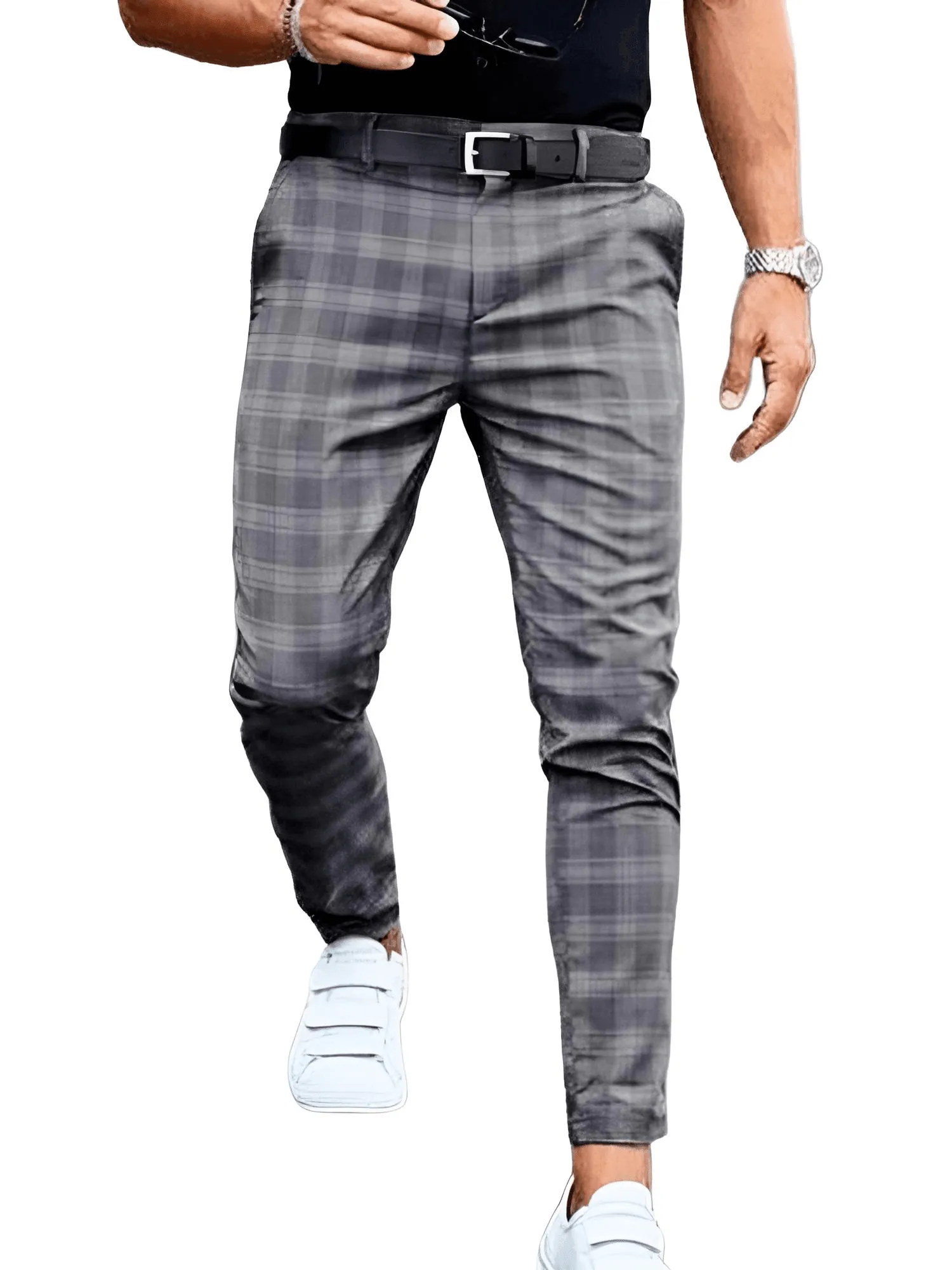 Men's Fashion Plaid Printed Pencil Pants