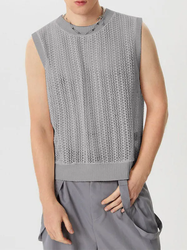 Mens Hollow Out Crew Neck Sleeveless Vest SKUK05910