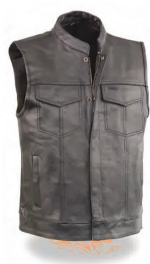 Men’s Open Neck Snap/zip Front Club Style Vest