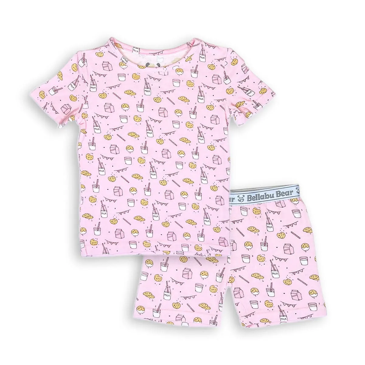 Milk & Cookies Pink Bamboo Kids Pajama Short Set